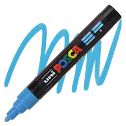 Posca Paint Marker - Light Blue, Bullet Tip, 2.5 mm - marker and swatch