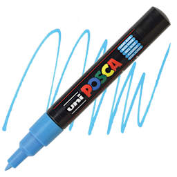Posca Paint Marker - Light Blue, X-Fine, Bullet Tip, 0.7 mm - marker and swatch