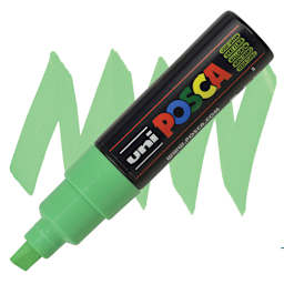 Posca Paint Marker - Light Green, Broad Chisel Tip, 8 mm - marker and swatch