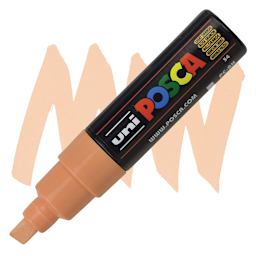 Posca Paint Marker - Light Orange, Broad Chisel Tip, 8 mm - marker and swatch