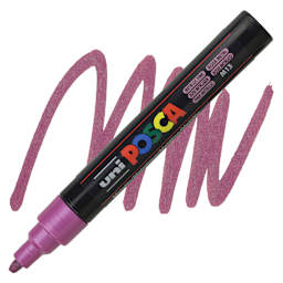 Posca Paint Marker - Metallic Pink, Bullet Tip, 2.5mm - marker and swatch