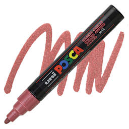 Posca Paint Marker - Metallic Red, Bullet Tip, 2.5 mm - marker and swatch