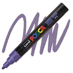 Posca Paint Marker - Metallic Violet, Bullet Tip, 2.5 mm - marker and swatch