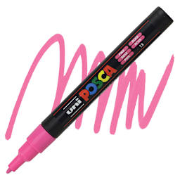 Posca Paint Marker - Pink, Fine, Bullet Tip, 0.9 mm - 1.3 mm - marker and swatch