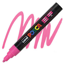 Posca Paint Marker - Pink, Bullet Tip, 2.5 mm - marker and swatch