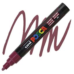 Posca Paint Marker - Red Wine Bullet Tip 2.5 mm - marker and swatch