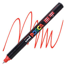 Posca Paint Marker - Red, X-Fine Tip, 0.7 mm - marker and swatch