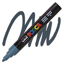 Uni Posca Paint Marker - Slate Grey, Bullet Tip, 2.5mm marker and swatch