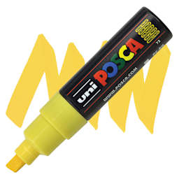 Uni Posca Paint Marker - Straw Yellow, Broad Chisel Tip, 8 mm marker and swatch