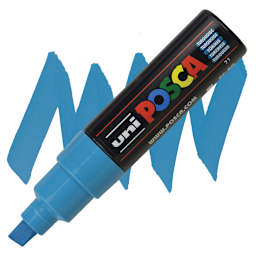 Uni-Posca Paint Marker - Turquoise, Broad Chisel, 8 mm marker and swatch