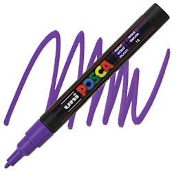 Uni Posca Paint Marker - Violet, Fine, Bullet Tip, 0.9mm-1.3mm marker and swatch