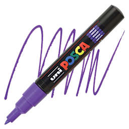 Uni Posca Paint Marker - Violet, X-Fine, Bullet Tip, 0.7 mm marker and swatch