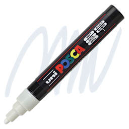 Uni Posca Paint Marker - White, Bullet Tip, 2.5 mm marker and swatch