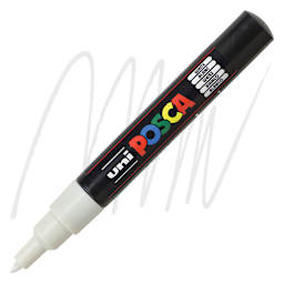 Uni Posca Paint Marker - White, X-Fine, Bullet Tip, 0.7 mm marker and swatch