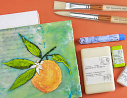 Orange Blossom Encaustic Painting - LP