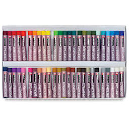 Sakura Cray-Pas Expressionist Oil Pastels - Set of 50. Inner tray of pastels in two rows.