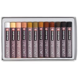 Sakura Cray-Pas Expressionist Oil Pastels - Set of 12 Multicultural Colors. Inner tray of pastels.