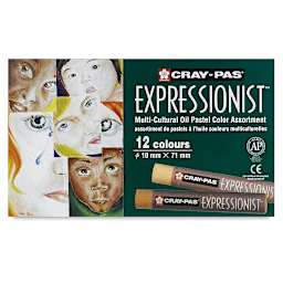 Sakura Cray-Pas Expressionist Oil Pastel Sets - Multicultural Colors, Set of 12. Front of package.