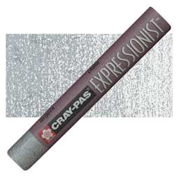 Sakura Cray-Pas Expressionist Oil Pastel - Silver oil pastel and swatch