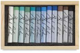 Yarka Pastels - Landscape Colors, Set of 12, shown in opened wooden box