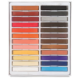 Blick Studio Pastels - Portrait Colors, Set of 24 Colors. Open tray of pastels in two rows.