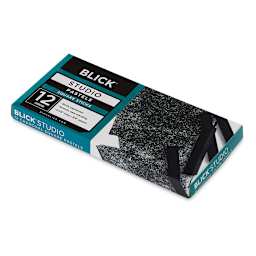 Blick Studio Square Soft Pastels - Carbon Black, Set of 12 packaging laid out
