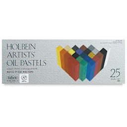 Holbein Artists' Oil Pastels and Sets - Top view of 25 pc package

