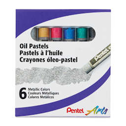 Pentel Oil Pastel Set - Metallic Colors, Set of 6 (front of packaging)