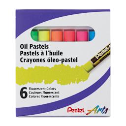 Pentel Oil Pastel Set - Fluorescent Colors, Set of 6 (front of packaging)
