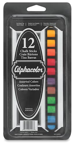 Quartet Alphacolor Colored Chalkboard Chalk - Front of package showing chalk and storage tray
