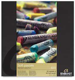 Rembrandt Soft Pastels Set of 120 (60 Full Sticks and 60 Half-Sticks), Assorted. Front of package. 