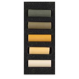 Rembrandt Soft Pastels Set of 5, Yellow Ochres, Half-Sticks. In package.