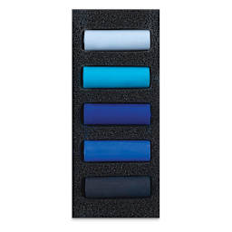 Rembrandt Soft Pastels Set of 5, Deep Blues, Half-Sticks. In package.