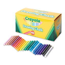 Crayola Colored Drawing Chalk - Assorted Colors, Set of 144, chalk laid out in front of the box
