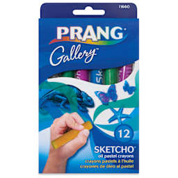 Prang Gallery Sketcho Oil Pastel Crayons - Assorted Colors, Set of 12, front of the packaging