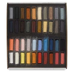 Sennelier Soft Pastels - Set of 40, Portrait Colors, Half Sticks (box open to show contents)