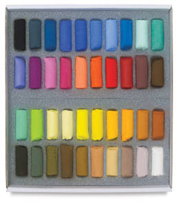 Sennelier Soft Pastels - Set of 40, Assorted Colors, Half Sticks (box open to show contents)