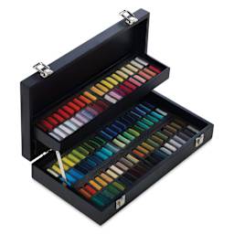 Sennelier Soft Pastels - Set of 120, Assorted Colors, Half-Sticks, Black Wood Box, two levels shown