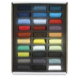 Sennelier Soft Pastels - Set of 30, Urban Colors, Half Sticks (box open to show contents)