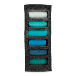 Sennelier Soft Pastels - Set of 6, Emerald Sea, Half-Sticks (set contents)