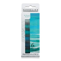 Sennelier Soft Pastels - Set of 6, Emerald Sea, Half-Sticks (front of package)