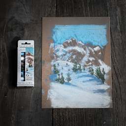 Sennelier Soft Pastels - Set of 6, Winter Landscape, Half-Sticks (landscape drawing using only the included colors)