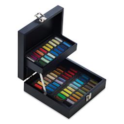 Sennelier Soft Pastels - Set of 60, Assorted Colors, Half-Sticks, Black Wood Box, two levels shown