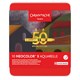 Caran d'Ache Neocolor II Aquarelle Artists' Pastels - Dark Colors, Special Edition, Set of 10, front