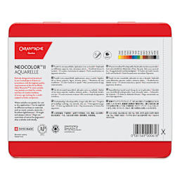 Caran d'Ache Neocolor II Aquarelle Artists' Pastels - Blick Exclusive! Set of 15, Urban Sketcher Essentials, back of packaging