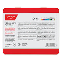 Caran d'Ache Neocolor II Aquarelle Artists' Pastels - Blick Exclusive! Set of 15, Fantasy Dreamscape, back of packaging
