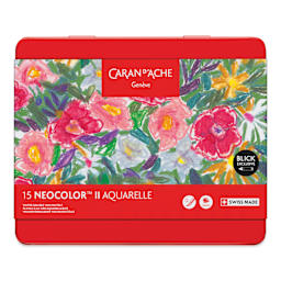 Caran d'Ache Neocolor II Aquarelle Artists' Pastels - Blick Exclusive! Set of 15, Floral Expressions, front of packaging