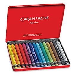 Caran d'Ache Neocolor II Aquarelle Artists' Pastel Set - Assorted Colors, Set of 15. Package open.