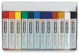 Sakura Cray-Pas Specialist Oil Pastels Sets - Top view of Set of 12 in open storage tray
