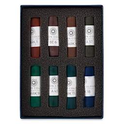 Unison Handmade Pastel Set - Dark Colors, Set of 8, Full Stick (set contents)